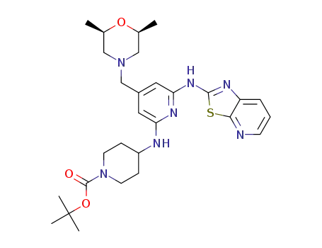 1,1-dimethylethyl 4-{[4-{[cis-2,6-dimethyl-4-morpholinyl]methyl}-6-([1,3]thiazolo[5,4-b]pyridin-2-ylamino)-2-pyridinyl]amino}-1-piperidinecarboxylate