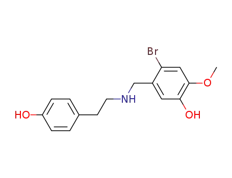 Molecular Structure of 179107-93-8 (4-broMo-5-((4-hydroxyphenethylaMino)Methyl)-2-Methoxyphenol)