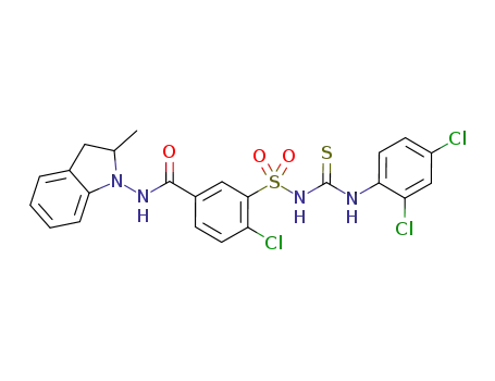 4-chloro-3-[({[(2,4-dichlorophenyl)amino]carbonothioyl}amino)sulfonyl]-N-(2-methyl-2,3-dihydro-1H-indole-1-yl)benzamide