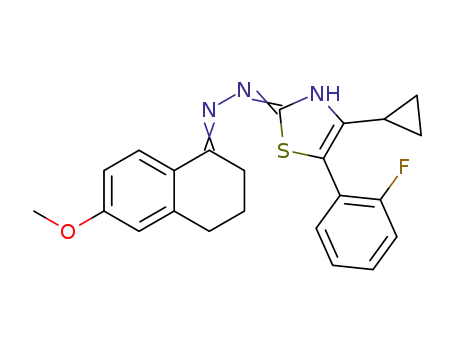 4-cyclopropyl-5-(2-fluorophenyl)-2-((6-methoxy-3,4-dihydronaphthalen-1(2H)-ylidene)hydrazono)-2,3-dihydrothiazole