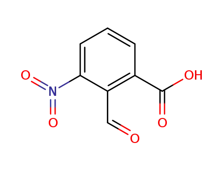 Molecular Structure of 161851-52-1 (Benzoic acid, 2-formyl-3-nitro- (9CI))