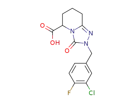 (5RS)-2-(3-chloro-4-fluorobenzyl)-3-oxo-2,3,5,6,7,8-hexahydro[1,2,4]triazolo[4,3-a]pyridine-5-carboxylic acid