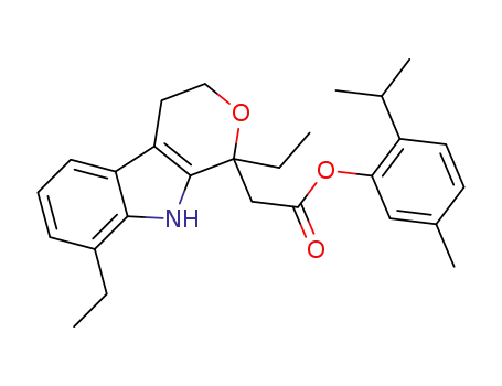 2-isopropyl-5-methylphenyl 2-(1,8‑diethyl-4,9-dihydro-3Hpyrano[3,4-b]indol-1-yl)acetate