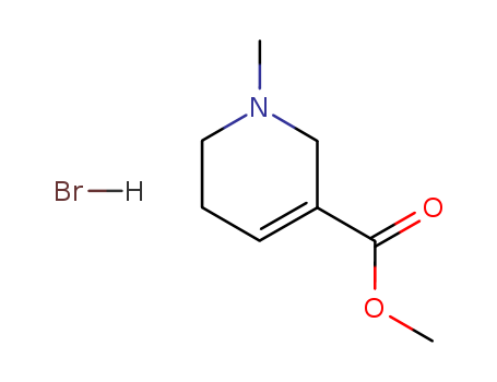 300-08-3,Arecoline hydrobromide,3-Pyridinecarboxylicacid, 1,2,5,6-tetrahydro-1-methyl-, methyl ester, hydrobromide (9CI);Nicotinicacid, 1,2,5,6-tetrahydro-1-methyl-, methyl ester, hydrobromide (8CI);Arecolinebromide;