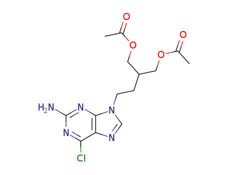 Molecular Structure of 97845-60-8 (9-(4-Acetoxy-3-acetoxymethylbutyl)-2-amino-6-chloropurine)