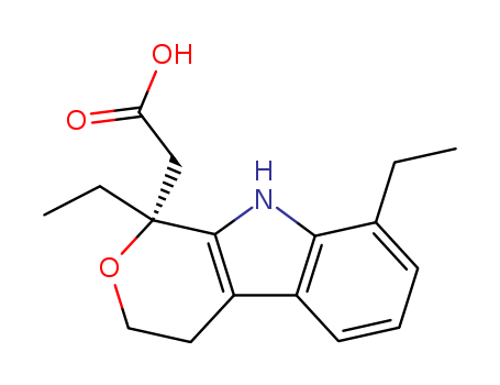 87226-41-3,RAK 593,Pyrano[3,4-b]indole-1-aceticacid, 1,8-diethyl-1,3,4,9-tetrahydro-, (R)-; (-)-(R)-Etodolac; (-)-Etodolac;(-)-Etodolic acid; R-Etodolac; RAK 593; SDX 101