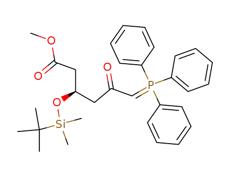 Molecular Structure of 147118-35-2 (Methyl (3R)-3-(tert-butyldimethylsilyloxy)-5-oxo-6-triphenylphosphoranylidenehexanoate)