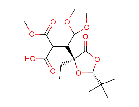 2-[1-((2R,4S)-2-tert-Butyl-4-ethyl-5-oxo-[1,3]dioxolan-4-yl)-2,2-dimethoxy-ethyl]-malonic acid monomethyl ester