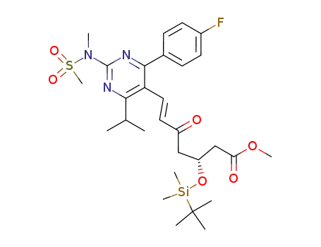 Molecular Structure of 147118-38-5 ((3R,6E)-3-[[(1,1-Dimethylethyl)dimethylsilyl]oxy]-7-[4-(4-fluorophenyl)-6-(1-methylethyl)-2-[methyl(methylsulfonyl)amino]-5-pyrimidinyl]-5-oxo-6-heptenoic acid methyl ester)