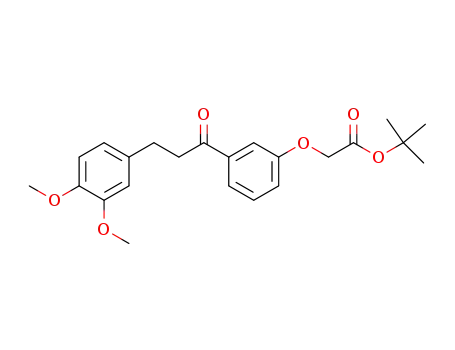 Molecular Structure of 178445-86-8 (1,1-DIMETHYLETHYL [3-[3-(3,4-DIMETHOXYPHENYL)-1-OXO-PROPYL]PHENOXY]-ACETATE)