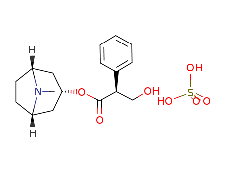 6835-16-1,Hyoscyamine sulfate,[3(S)-ENDO]-8-METHYL-8-AZABICYCLO[3.2.1]OCT-3-YL ESTER, ALPHA-(HYDROXYMETHYL)-BENZENEACETIC ACID SULFATE DIHYDRATE;HYOSCYAMINE SULFATE DIHYDRATE;HYOSCYAMINE SULPHATE;HYOSCYAMINE SULFATE;BENZENEACETIC ACID, ALPHA-(HYDROXYMETHYL)-, 8-METHYL-8-AZABICYCLO[3.2.1]OCT-3-YL ESTER, [3(S)-ENDO]-, SULFATE (2:1), DIHYDRATE;HYOSCYAMINESULFATE,USP;HOSCYAMINE SULFATE USP