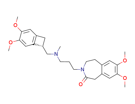 155974-00-8,Ivabradine,2H-3-Benzazepin-2-one,3-[3-[[(3,4-dimethoxybicyclo[4.2.0]octa-1,3,5-trien-7-yl)methyl]methylamino]propyl]-1,3,4,5-tetrahydro-7,8-dimethoxy-,(S)-;Procoralan;S 16257;S 16257-2;