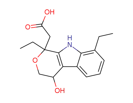 1,8-diethyl-4-hydroxy-1,3,4,9-tetrahydropyrano[3,4-b]-indole-1-acetic acid