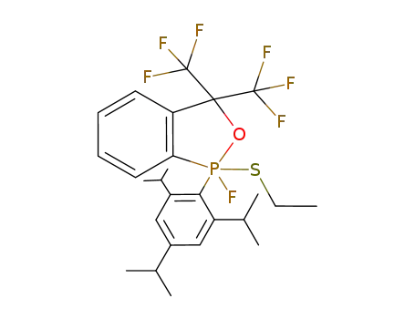 1-ethylsulfanyl-1-fluoro-3,3-bis-trifluoromethyl-1-(2,4,6-triisopropyl-phenyl)-2-oxa-1λ5-phospha-indan