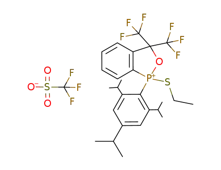 Trifluoro-methanesulfonate1-ethylsulfanyl-3,3-bis-trifluoromethyl-1-(2,4,6-triisopropyl-phenyl)-2-oxa-1-phosphonia-indan;