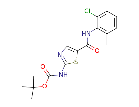 Molecular Structure of 302964-06-3 (Carbamic acid,
[5-[[(2-chloro-6-methylphenyl)amino]carbonyl]-2-thiazolyl]-,
1,1-dimethylethyl ester)
