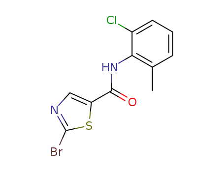 Molecular Structure of 302964-07-4 (5-Thiazolecarboxamide, 2-bromo-N-(2-chloro-6-methylphenyl)-)
