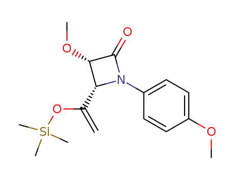Molecular Structure of 804563-07-3 (2-Azetidinone,
3-methoxy-1-(4-methoxyphenyl)-4-[1-[(trimethylsilyl)oxy]ethenyl]-,
(3S,4S)-)