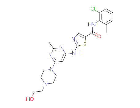 302962-49-8,Dasatinib,BMS 354825;BMS 35482513;Sprycel;Spyrcel;N-(2-Chloro-6-methylphenyl)-2-[[6-[4-(2-hydroxyethyl)piperazin-1-yl]-2-methylpyrimidin-4-yl]amino]-1,3-thiazole-5-carboxamide;