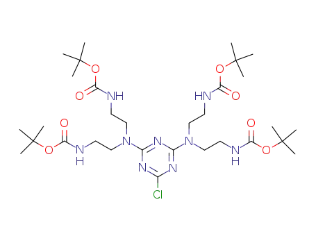 {2-[{4-[bis-(2-tert-butoxycarbonylamino-ethyl)-amino]-6-chloro-[1,3,5]triazin-2-yl}-(2-tert-butoxycarbonylamino-ethyl)-amino]-ethyl}-carbamic acid tert-butyl ester
