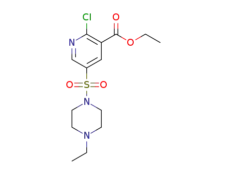 Molecular Structure of 334708-08-6 (3-Pyridinecarboxylic acid, 2-chloro-5-[(4-ethyl-1-piperazinyl)sulfonyl]-,
ethyl ester)