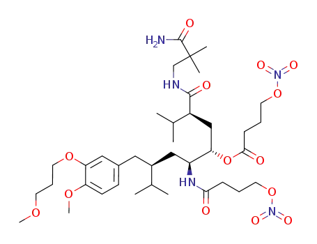 (2S,4S,5S,7S)-5-[4-(nitrooxy)butanoyl]amino-4-[4-(nitrooxy)butanoyl]oxy-2-isopropyl-7-[4-methoxy-3-(3-methoxy-propopxy)-benzyl]-8-methyl-nonanoic acid (2-carbamoyl-2-methyl-propyl)-amide