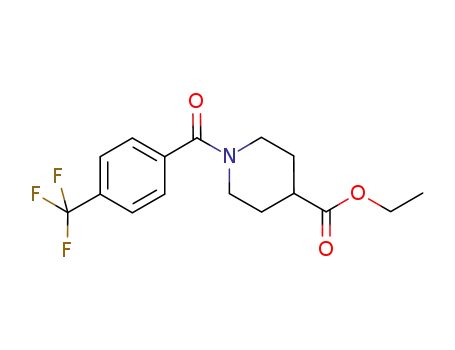 1-[1-(4-trifluoromethyl-phenyl)-methanoyl]-piperidine-4-carboxylic acid ethyl ester