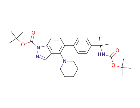 1-tert-butoxycarbonyl-5-[4-(1-tert-butoxycarbonylamino-1-methylethyl)phenyl]-4-(piperidin-1-yl)-1H-indazole