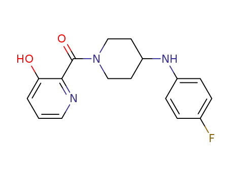 Molecular Structure of 920511-31-5 (Methanone,
[4-[(4-fluorophenyl)amino]-1-piperidinyl](3-hydroxy-2-pyridinyl)-)