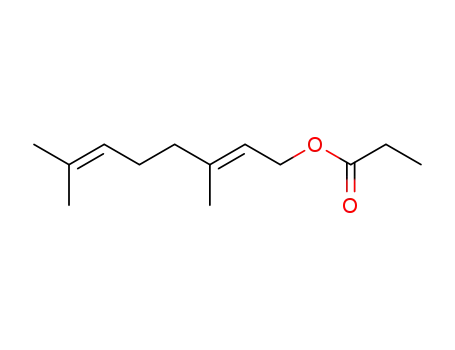 Molecular Structure of 105-90-8 (2,6-Octadien-1-ol,3,7-dimethyl-, 1-propanoate, (2E)-)
