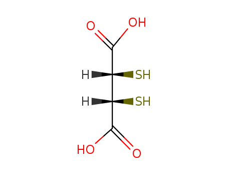 304-55-2,Succimer,Butanedioicacid, 2,3-dimercapto-, (R*,S*)-;Succinic acid, 2,3-dimercapto-, meso- (8CI);Chemet;DIM-SA;DMSA;Ro 1-7977;meso-2,3-Dimercaptosuccinicacid;meso-Dimercaptosuccinic acid;