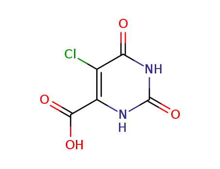 Molecular Structure of 36313-98-1 (5-Chloro-1,2,3,6-tetrahydro-2,6-dioxo-4-pyrimidinecarboxylic acid)