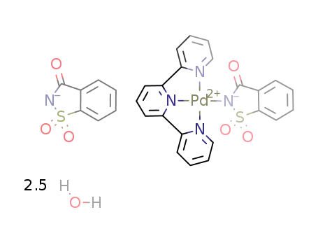 [(2,2':6',2''-terpyridine)(saccharinate)palladium(II)]saccharinate - water (1/2.5)