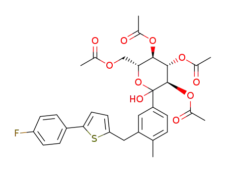 (3(R),4(S),5(R)-triacetoxy-6-{3-[5-(4-fluoro-phenyl)-thiophen-2-ylmethyl]-4-methyl-phenyl}-6-hydroxy-tetrahydro-pyran-2(R)-yl)-methanol acetate