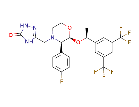 5-[{(2S,3R)-2-((1S)-1-3,5-bis(trifluoro-methyl)phenylethoxy)-3-(4-fluorophenyl)-4-morpholinyl}methyl]-1,2-dihydro-3H-1,2,4-triazol-3-one