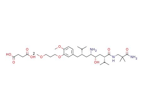 (2S),(4S),(5S),(7S)-N-(3-amino-2,2-dimethyl-3-oxopropyl)-2,7-di(1-methylethyl)-4-hydroxy-5-amino-8-[4-methoxy-3-(3-methoxy-propoxy)phenyl]-octanamide hemisuccinate