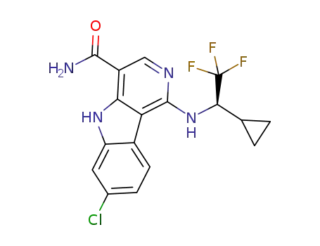 7-chloro-1-{[(1R)-1-cyclopropyl-2,2,2-trifluoroethyl]amino}-5H-pyrido[4, 3-b ]indole-4-carboxamide