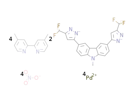 [(4,4'-dimethyl-2,2'-bipyridine)4Pd4(9-methyl-3,6-bis[3-(trifluoromethyl)-1H-pyrazol-5-yl]-9H-carbazole)2](NO3)4