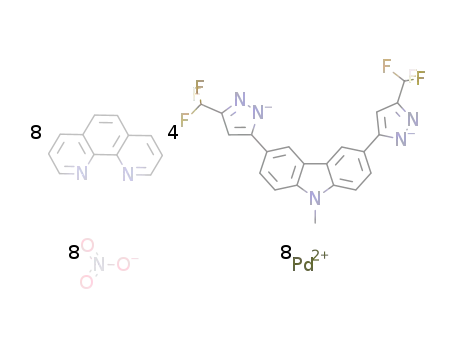 [(1,10-phenanthroline)8Pd8(9-methyl-3,6-bis[3-(trifluoromethyl)-1H-pyrazol-5-yl]-9H-carbazole)4](NO3)8