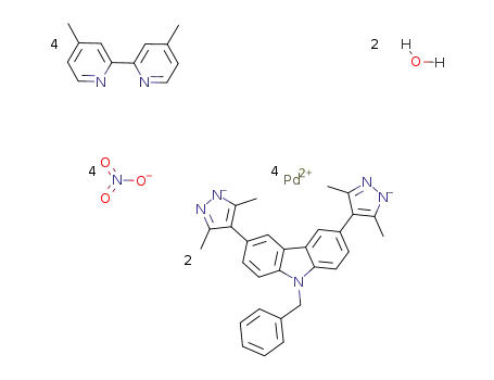 [(4,4'-dimethyl-2,2'-bipyridine)4Pd4(9-benzyl-3,6-bis(3,5-dimethyl-1H-pyrazol-4-yl)-9H-carbazole)2](NO3)4*2H2O