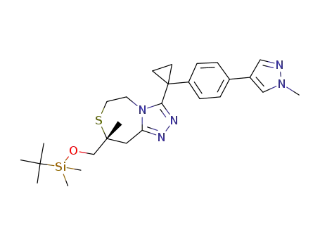 (8R)-8-({[tert-butyl(dimethyl)silyl]oxy}methyl)-8-methyl-3-{1-[4-(1-methyl-1H-pyrazol-4-yl)phenyl]cyclopropyl}-5,6,8,9-tetrahydro[1,2,4]triazolo[4,3-d][1,4]thiazepine