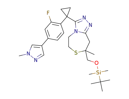 8-({[tert-butyl(dimethyl)silyl]oxy}methyl)-3-{1-[2-fluoro-4-(1-methyl-1H-pyrazol-4-yl)phenyl]cyclopropyl}-8-methyl-5,6,8,9-tetrahydro[1,2,4]triazolo[4,3-d][1,4]thiazepine