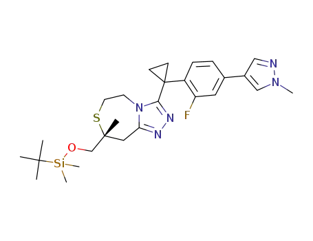 (8R)-8-({[tert-butyl(dimethyl)silyl]oxy}methyl)-3-{1-[2-fluoro-4-(1-methyl-1H-pyrazol-4-yl)phenyl]cyclopropyl}-8-methyl-5,6,8,9-tetrahydro[1,2,4]triazolo[4,3-d][1,4]thiazepine