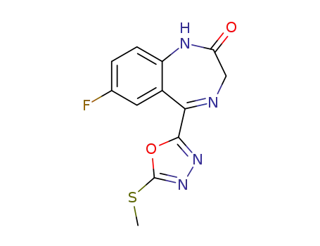 (E)-7-fluoro-5-(5-(methylthio)-1,3,4-oxadiazol-2-yl)-1H-benzo[e][1,4]diazepin-2(3H)-one