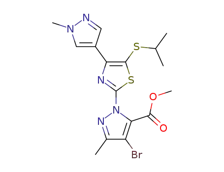 methyl 4-bromo-1-(5-(isopropylthio)-4-(1-methyl-1H-pyrazol-4-yl)thiazol-2-yl)-3-methyl-1H-pyrazole-5-carboxylate