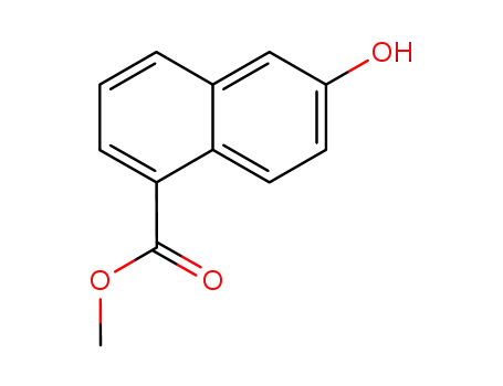 Molecular Structure of 90162-13-3 (1-Naphthalenecarboxylic acid, 6-hydroxy-, methyl ester)