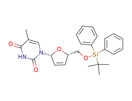 Molecular Structure of 125440-17-7 (Thymidine,
2',3'-didehydro-3'-deoxy-5'-O-[(1,1-dimethylethyl)diphenylsilyl]-)