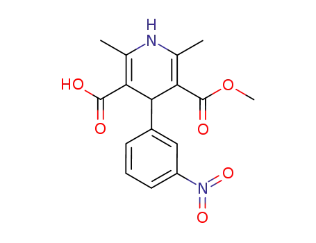 Molecular Structure of 74936-72-4 (1,4-Dihydro-2,6-dimethyl-4-(3-nitrophenyl)-3,5-pyridinedicarboxylic Acid 3-Methyl Ester)