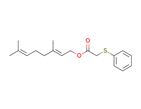 Molecular Structure of 87519-21-9 (Acetic acid, (phenylthio)-, 3,7-dimethyl-2,6-octadienyl ester, (E)-)