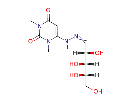 1,3-Dimethyl-6-{N'-[(2S,3R,4S)-2,3,4,5-tetrahydroxy-pent-(Z)-ylidene]-hydrazino}-1H-pyrimidine-2,4-dione